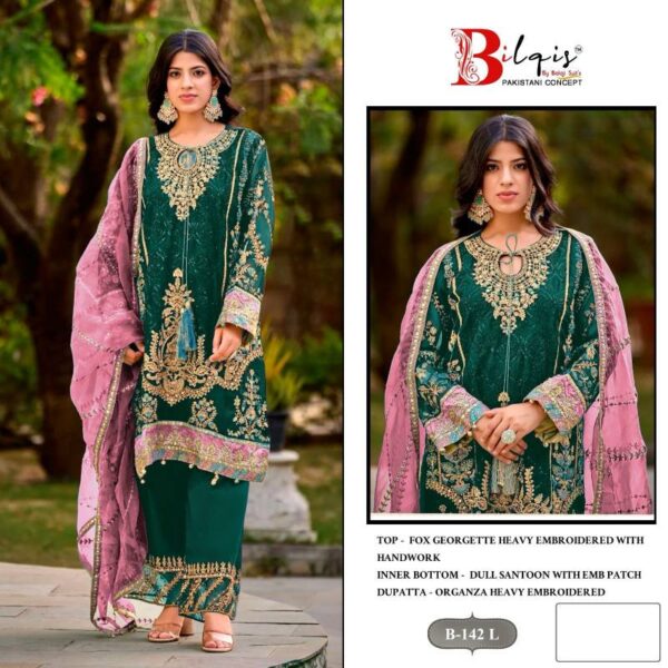 Bilqis B 142 K To N Georgette Pakistani Salwar Kameez Catalog Wholesale Collection - Image 4