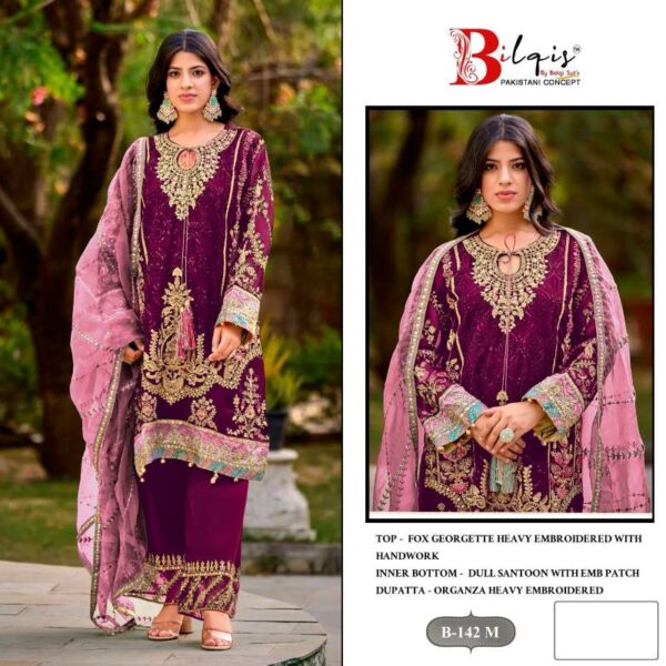 Bilqis B 142 K To N Georgette Pakistani Salwar Kameez Catalog Wholesale Collection - Image 5