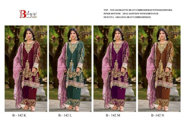 Bilqis B 142 K To N Georgette Pakistani Salwar Kameez Catalog Wholesale Collection - Image 6