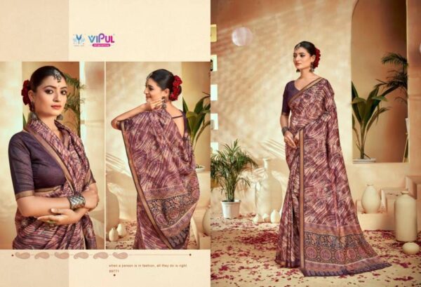 Vipul Amrapali Vol 3 Cotton Fancy Printed Saree Catalog Wholesale Collection - Image 7