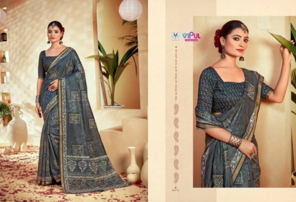 Vipul Amrapali Vol 3 Cotton Fancy Printed Saree Catalog Wholesale Collection - Image 8