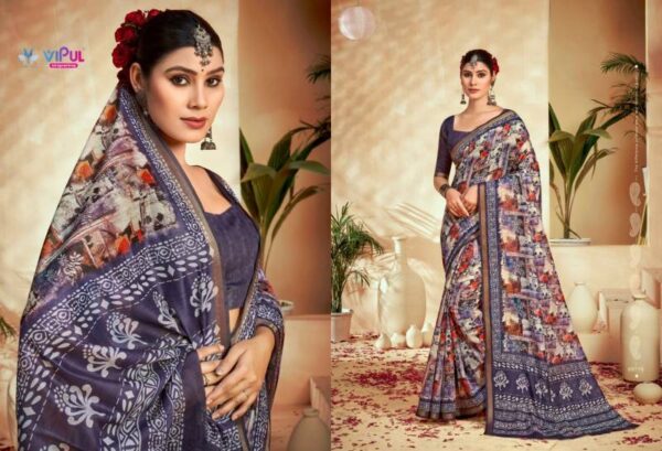 Vipul Amrapali Vol 3 Cotton Fancy Printed Saree Catalog Wholesale Collection - Image 12