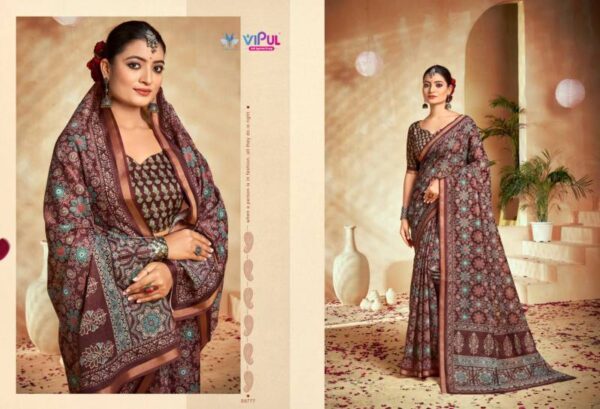 Vipul Amrapali Vol 3 Cotton Fancy Printed Saree Catalog Wholesale Collection - Image 13