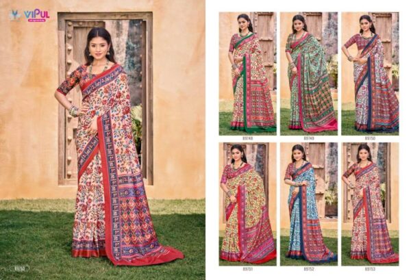 Vipul Carnival Soft Silk Fancy Printed Saree Catalog Wholesale Collection - Image 5