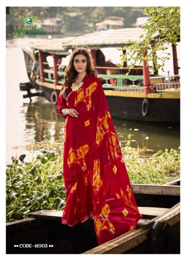 Sanskar Sangeet Bember Georgette Embroidered Saree Catalog Wholesale Collection - Image 2
