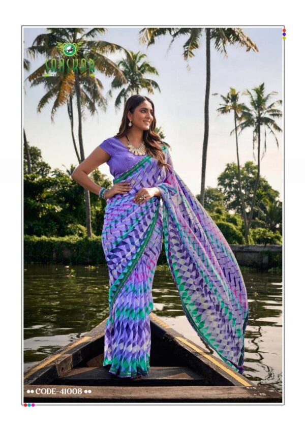 Sanskar Sangeet Bember Georgette Embroidered Saree Catalog Wholesale Collection - Image 6