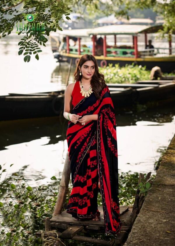 Sanskar Sangeet Bember Georgette Embroidered Saree Catalog Wholesale Collection - Image 12