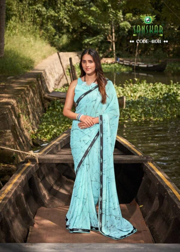 Sanskar Sangeet Bember Georgette Embroidered Saree Catalog Wholesale Collection - Image 13