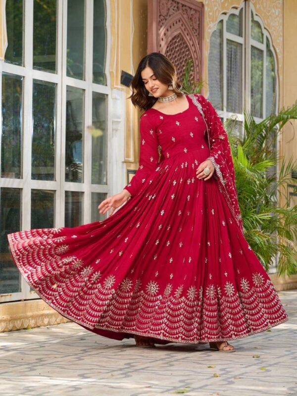 Luna Vol 41 Designer Silk Embroidered Gown With Dupatta Catalog Wholesale Collection - Image 2