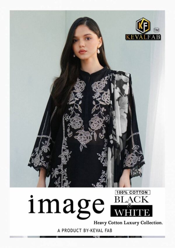 Keval Image Black And White Cotton Printed Dress Material Catalog Wholesale Collection