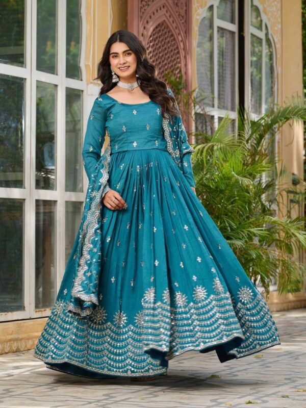 Luna Vol 41 Designer Silk Embroidered Gown With Dupatta Catalog Wholesale Collection - Image 3