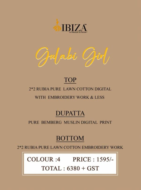Ibiza Gulabi Girl Lawn Cotton Digital Printed Salwar Kameez Catalog Wholesale Collection - Image 6