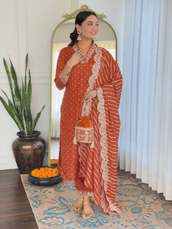 Sku 470 Vichitra Silk Embroidered Kurti Bottom With Dupatta Catalog Wholesale Collection - Image 4