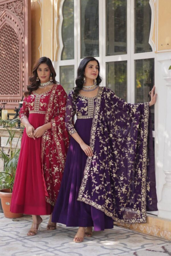 Luna Vol 42 Faux Georgette Stylish Gown With Dupatta Catalog Wholesale Collection - Image 3