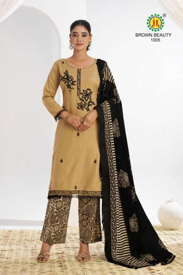 Jt Brown Beauty Rayon Embroidered Dress Material Catalog Wholesale Collection - Image 3