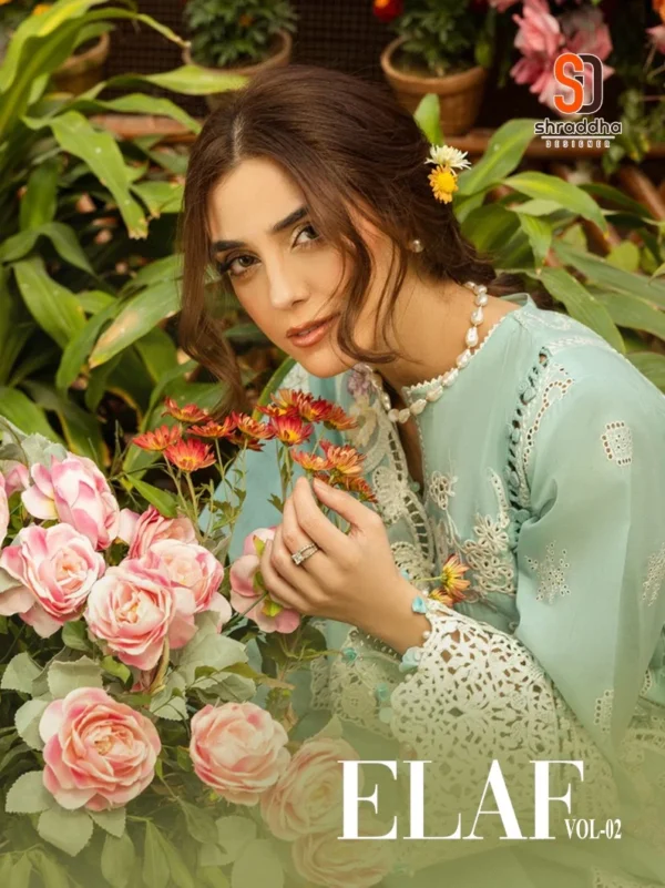 Shraddha Elaf Vol 2 Cotton Embroidered Pakistani Salwar Suits Catalog Wholesale Collection
