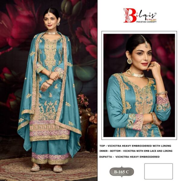 Bilqis B 165 Vichitra Pakistani Readymade Salwar Kameez Catalog Wholesale Collection - Image 3