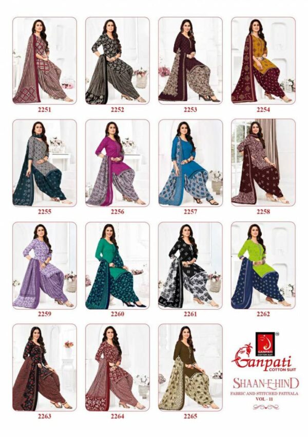 Ganpati Shaan E Hind Vol 11 Readymade Cotton Printed Patiyala Dress Catalog Wholesale Collection - Image 16
