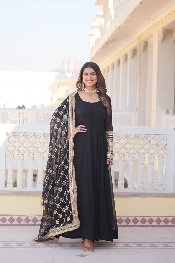 Jf 957 59 Designer Faux Georgette Gown With Dupatta Catalog Wholesale Collection - Image 8
