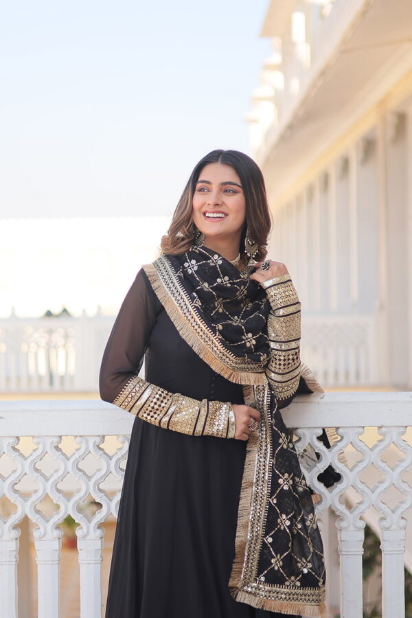 Jf 957 59 Designer Faux Georgette Gown With Dupatta Catalog Wholesale Collection - Image 3