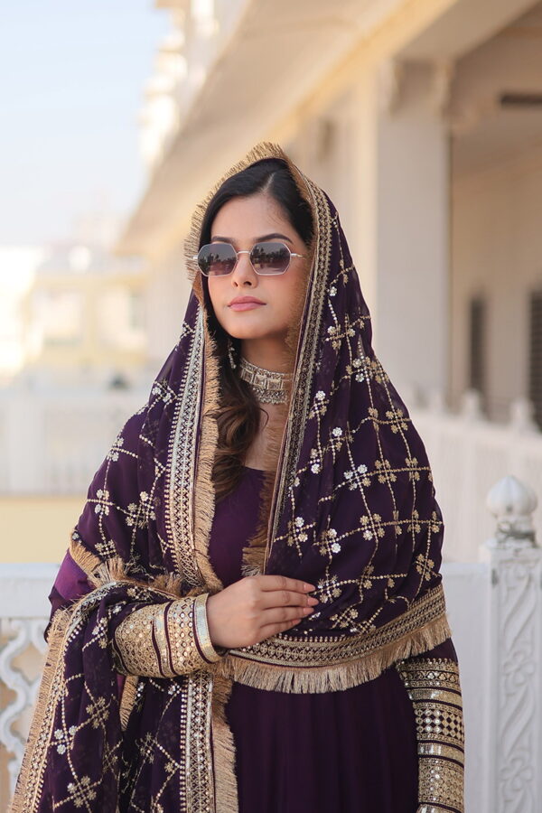Jf 957 59 Designer Faux Georgette Gown With Dupatta Catalog Wholesale Collection - Image 6