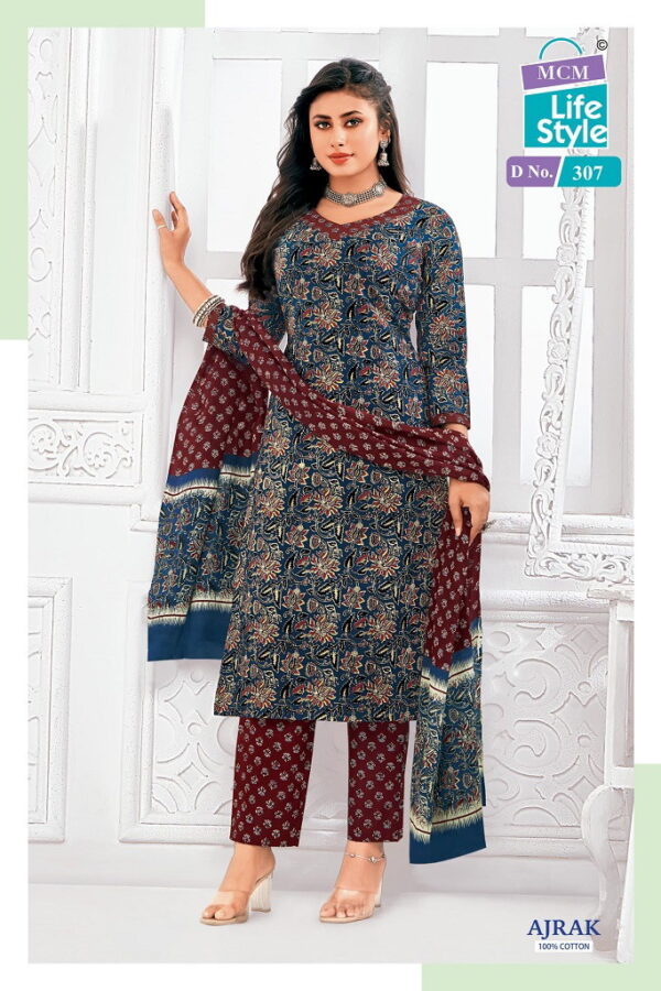 Mcm Ajrakh Vol 3 Cotton Printed Fancy Dress Material Catalog Wholesale Collection - Image 3