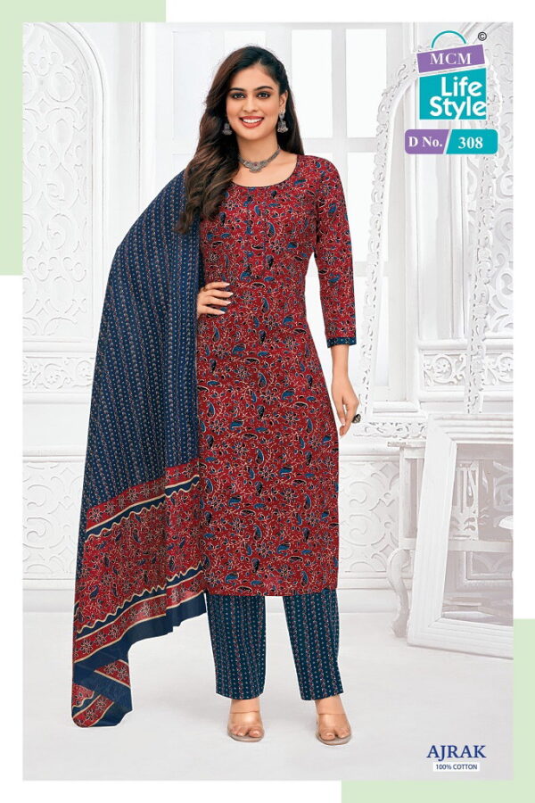 Mcm Ajrakh Vol 3 Cotton Printed Fancy Dress Material Catalog Wholesale Collection - Image 5