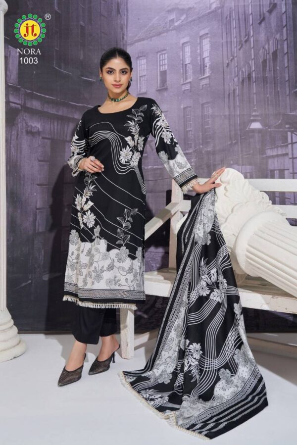 Jt Nora Rayon Printed With Lace Dress Material Catalog Wholesale Collection - Image 2