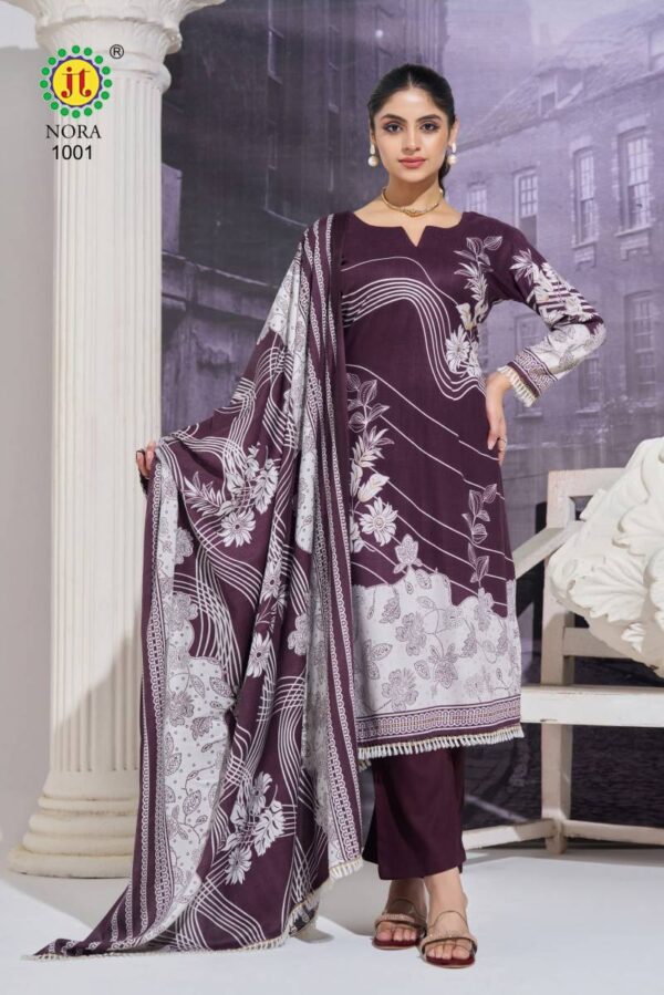 Jt Nora Rayon Printed With Lace Dress Material Catalog Wholesale Collection - Image 5