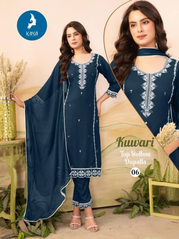 Kaya Kuwari Rayon Straight Cut Kurti Pant With Dupatta Catalog Wholesale Collection - Image 2