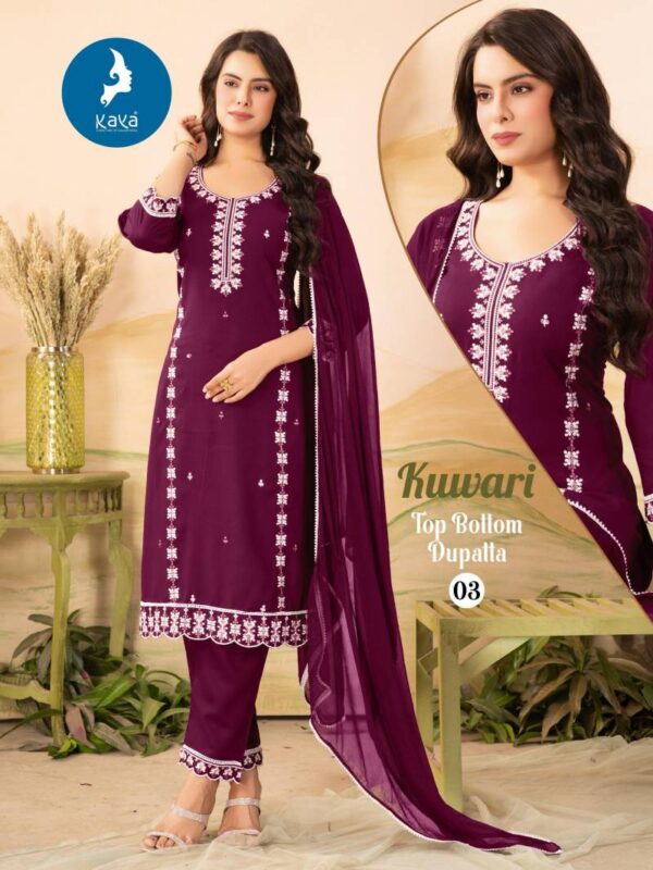 Kaya Kuwari Rayon Straight Cut Kurti Pant With Dupatta Catalog Wholesale Collection - Image 3