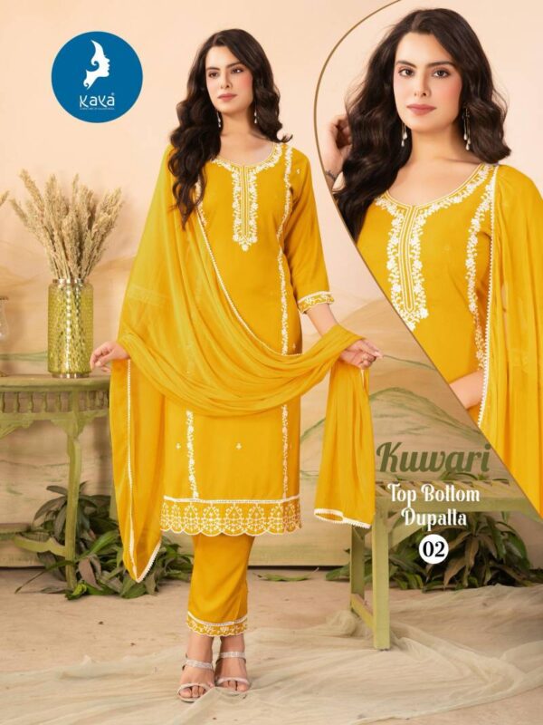 Kaya Kuwari Rayon Straight Cut Kurti Pant With Dupatta Catalog Wholesale Collection - Image 7