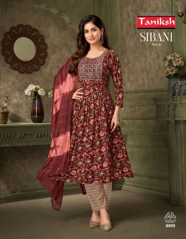 Taniksh Sibani Vol 8 Rayon Foil Printed Kurti Bottom With Dupatta Catalog Wholesale Collection - Image 3