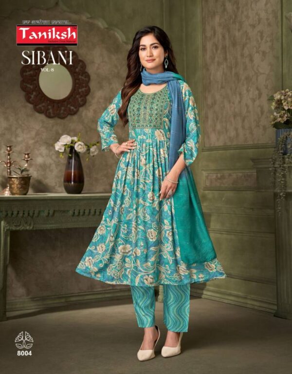 Taniksh Sibani Vol 8 Rayon Foil Printed Kurti Bottom With Dupatta Catalog Wholesale Collection - Image 5