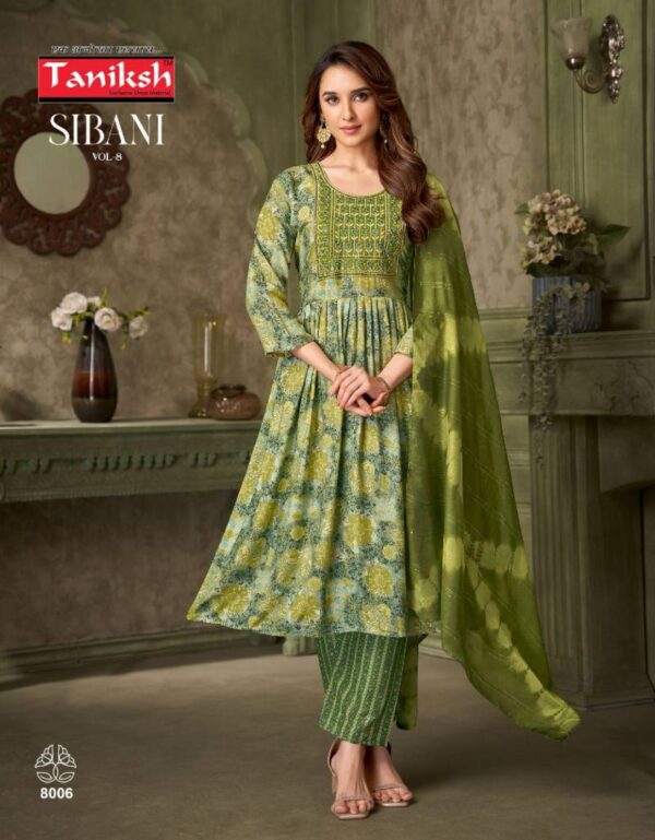 Taniksh Sibani Vol 8 Rayon Foil Printed Kurti Bottom With Dupatta Catalog Wholesale Collection - Image 7