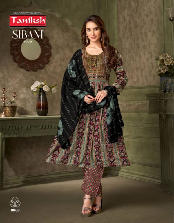 Taniksh Sibani Vol 8 Rayon Foil Printed Kurti Bottom With Dupatta Catalog Wholesale Collection - Image 8