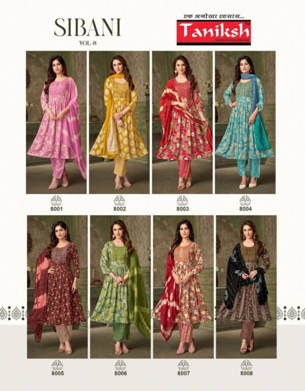 Taniksh Sibani Vol 8 Rayon Foil Printed Kurti Bottom With Dupatta Catalog Wholesale Collection - Image 9