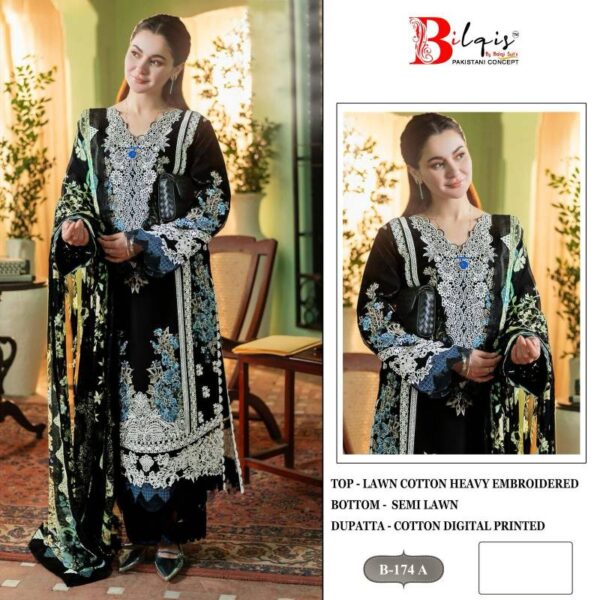 Bilqis B 174 Lawn Cotton Pakistani Salwar Kameez Catalog Wholesale Collection - Image 2