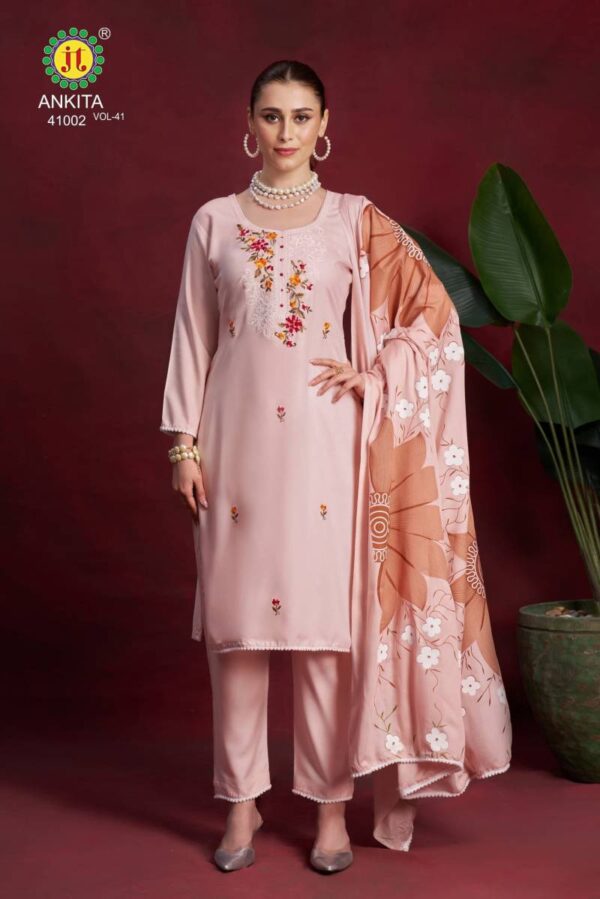 Jt Ankita Vol 41 Rayon Printed Dress Material Catalog Wholesale Collection - Image 6