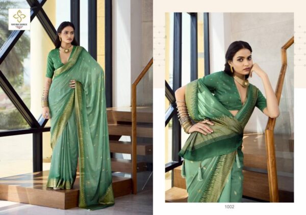 Shubh Shree Aarohi Dull Moss Spray Printing Saree Catalog Wholesale Collection - Image 2