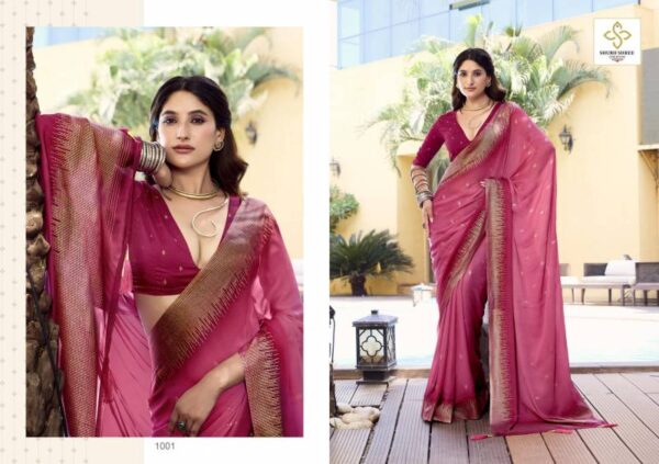Shubh Shree Aarohi Dull Moss Spray Printing Saree Catalog Wholesale Collection - Image 3
