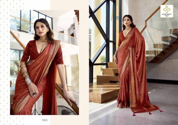 Shubh Shree Aarohi Dull Moss Spray Printing Saree Catalog Wholesale Collection - Image 4
