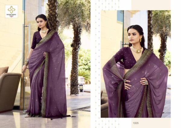 Shubh Shree Aarohi Dull Moss Spray Printing Saree Catalog Wholesale Collection - Image 5