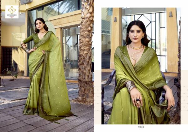 Shubh Shree Aarohi Dull Moss Spray Printing Saree Catalog Wholesale Collection - Image 6
