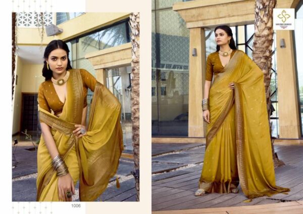 Shubh Shree Aarohi Dull Moss Spray Printing Saree Catalog Wholesale Collection - Image 7