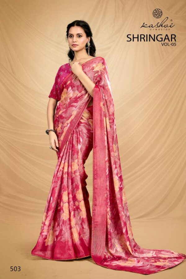Kashvi Shringar Vol 5 Brasso With Foil Fancy Saree Catalog Wholesale Collection - Image 8