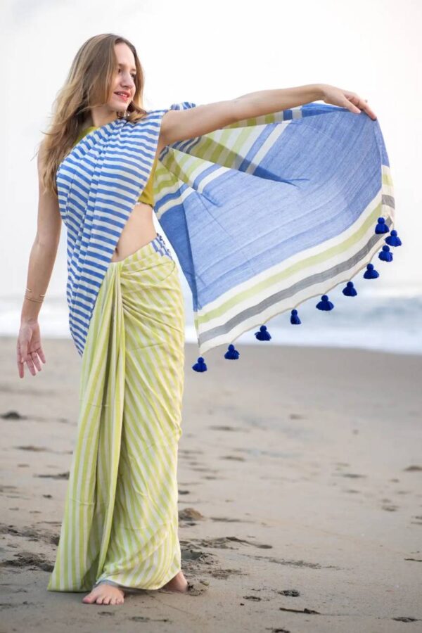 Kz Stripe Cotton Saree 1 Maslin Cotton Digital Geometric Stripe Printed Saree Catalog Wholesale Collection