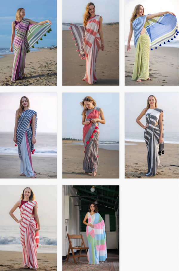 Kz Stripe Cotton Saree 1 Maslin Cotton Digital Geometric Stripe Printed Saree Catalog Wholesale Collection - Image 9