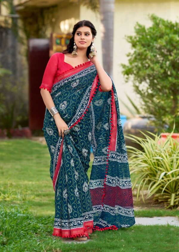 Sr Pumpum 15 Mul Cotton Fancy Saree Catalog Wholesale Collection - Image 5