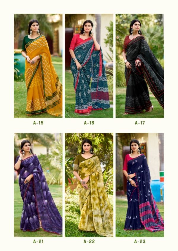 Sr Pumpum 15 Mul Cotton Fancy Saree Catalog Wholesale Collection - Image 13